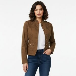 Chocolate U.S.A Woman's Brown Embroidered Vintage Button-Up Jacket Size Small